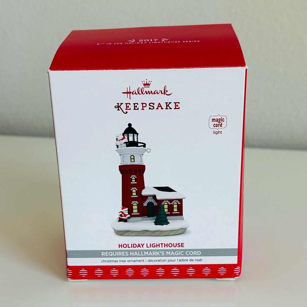 Hallmark Keepsake Holiday Lighthouse Christmas Tree Ornament 2017 + Magic Cord